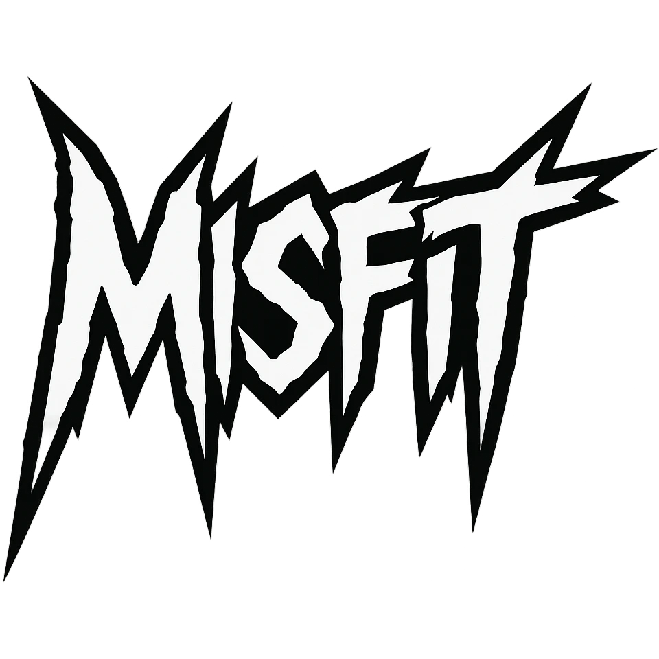 Misfit logo, rebellious, punk-inspired look, sharp edges emoji