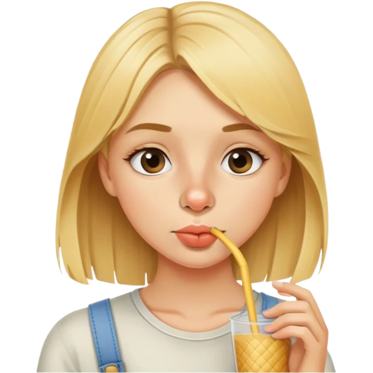 blonde girl sniffing straw in nose emoji
