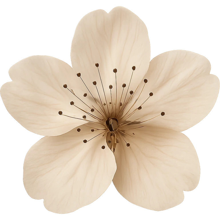 show  one beige cherry blossom without a stem , remove background emoji