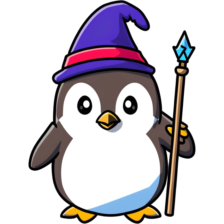 penguin wizard cartoon sticker emoji