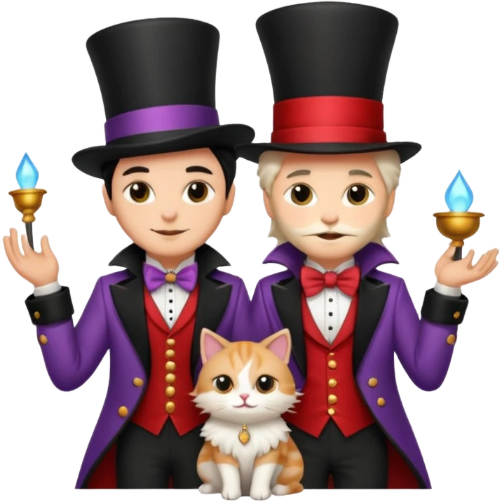 magician couple and their pet cat emoji