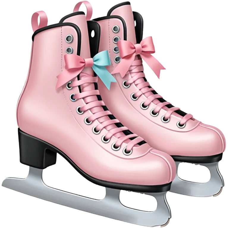 two pastel pink ice skates with bows emoji