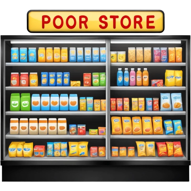 Convenience store named poor store and more emoji