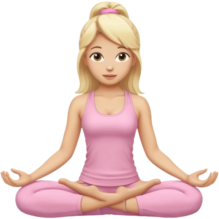 blonde yoga girl light pink clothes n emoji