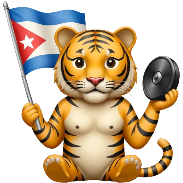 Quiero un tigre mezclado con la bandera cubana. Porque no apodan el tiger y soy de cuba. 
Quiero un tigre asi cubano pero con unos audífonos de dj, además un tigre fuerte y con cara de tigre agresivo emoji