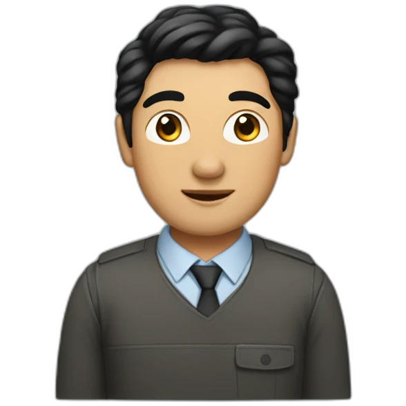 Men with computers and center parted black hair emoji