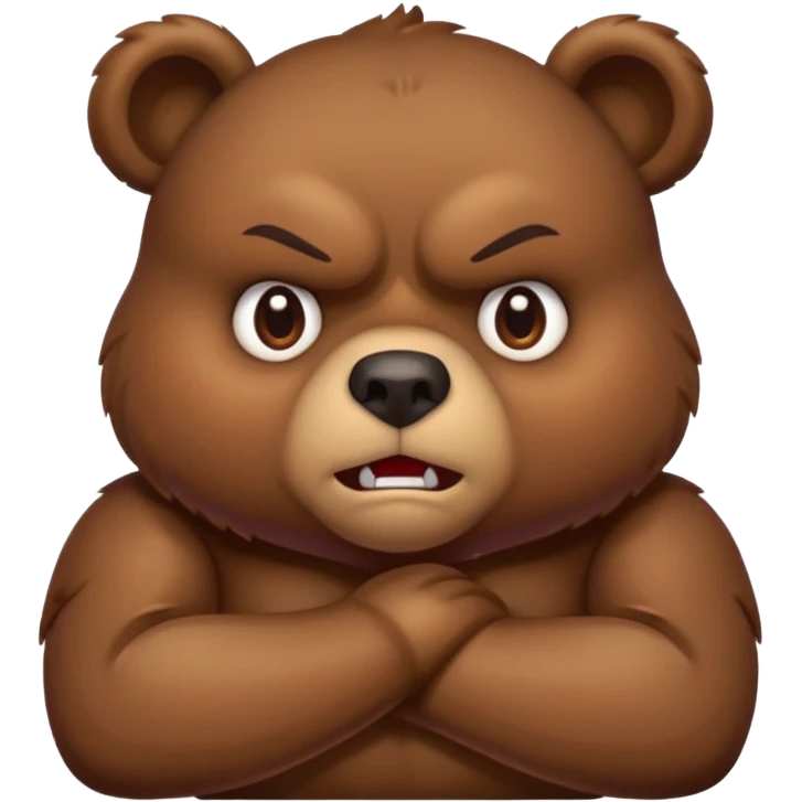 Full Beary puffed cheeks, furrowed brows, tiny anger vein, crossed arms, exaggerated cartoon rage, vibrant colors emoji