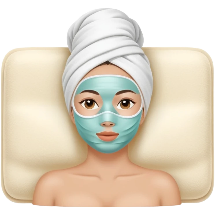 Lady with face mask spa beauty full face relaxing emoji