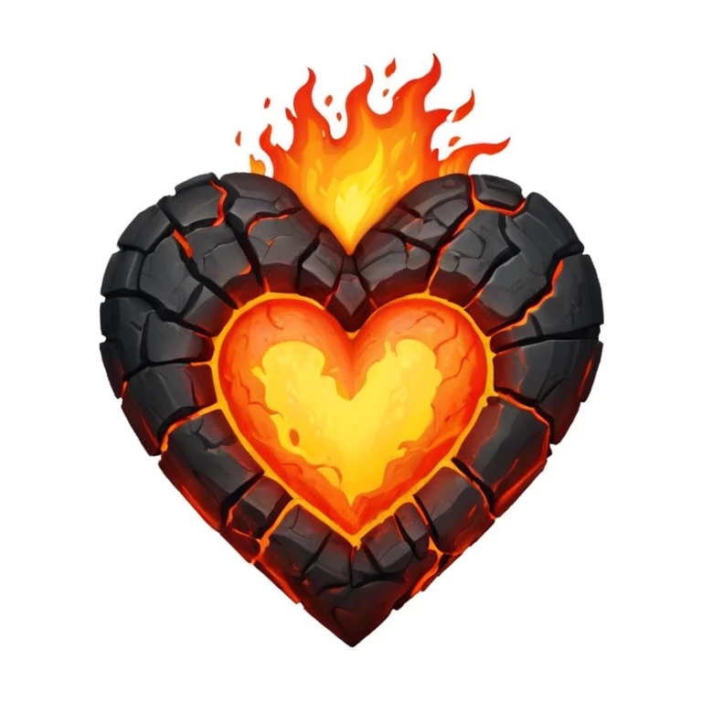 volcanic eruption themed heart emoji
