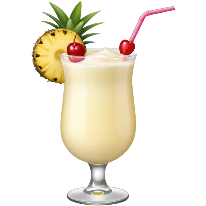 Pina colada cocktail with pineapple and cherry garnish emoji