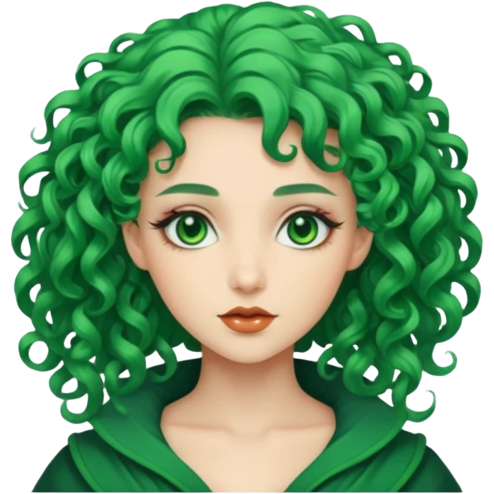 curly green haired fantasy woman emoji