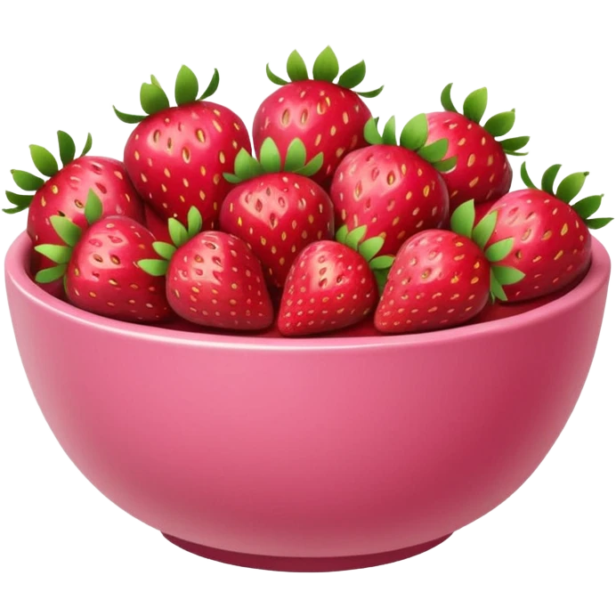 pink bowl full of strawberries, simple style, gentle and natural colors emoji