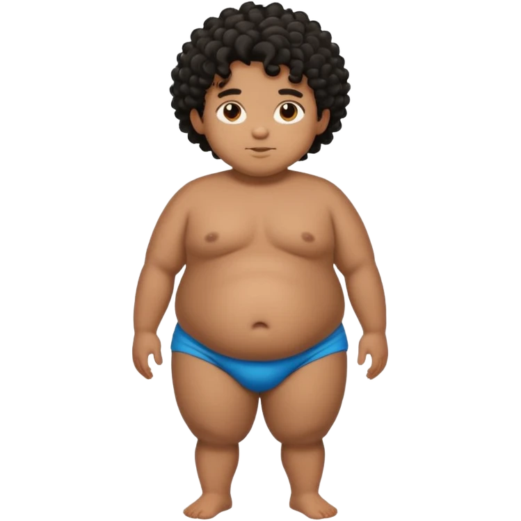 fat person emoji but make him brown skin and curly black hair make it a whole body image and the person is a boy who’s fat even fatter than this add belly rolls emoji