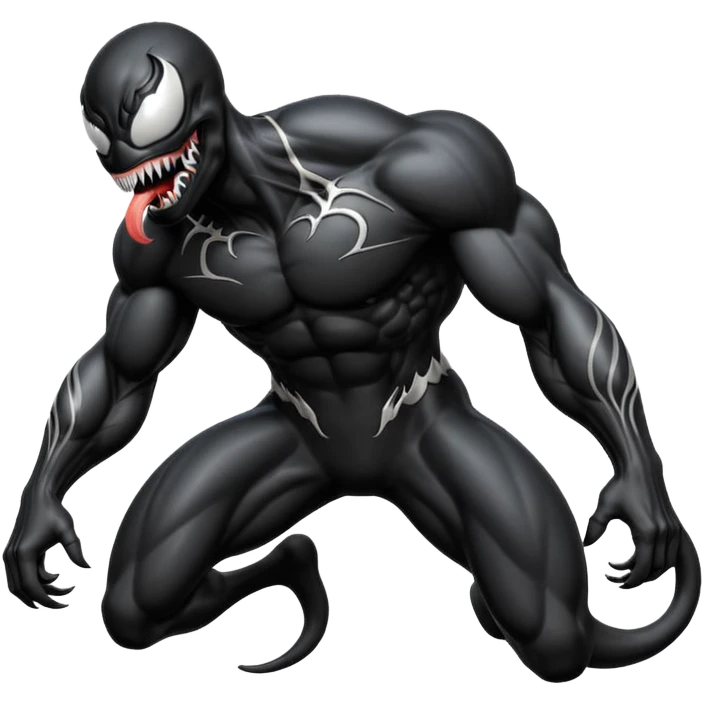 Venom crawling, clean black body, no logos or markings, classic emoji look emoji
