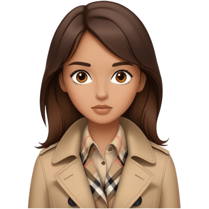 brunette girl wearing burberry emoji