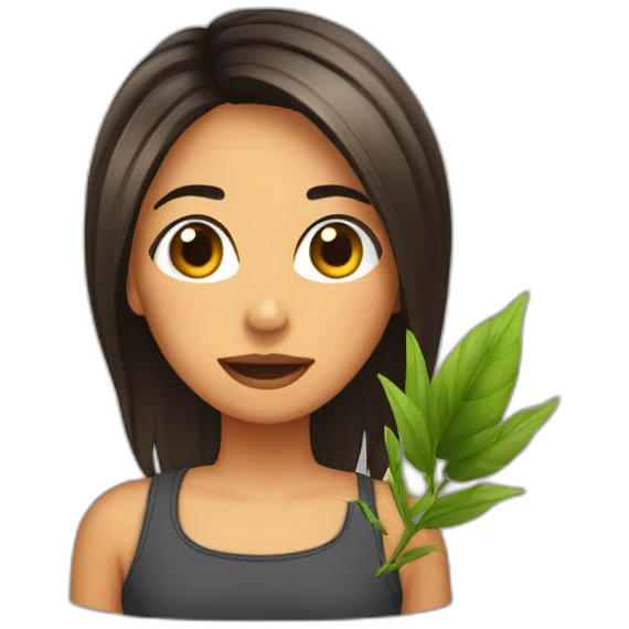 Chica cabello corto abrazando planta  emoji