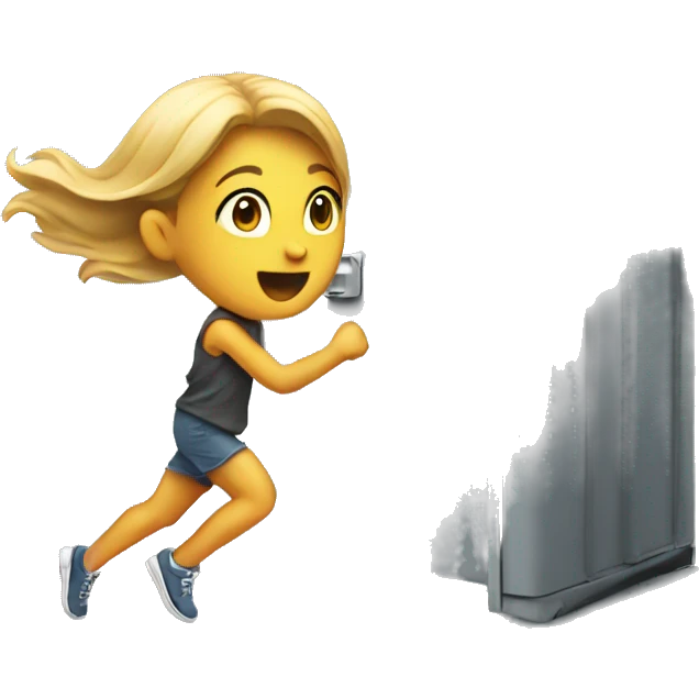Girl running to a porta potty  emoji