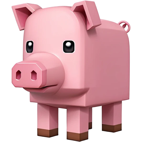 Minecraft pig, full body, pink blocky animal with square head and square body emoji