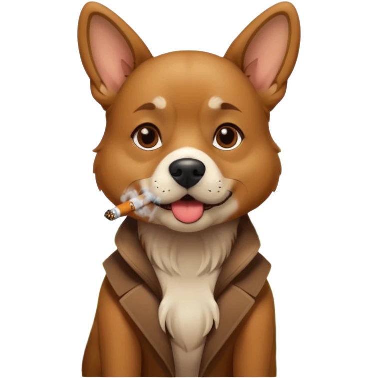 un chien avec une cigarette emoji