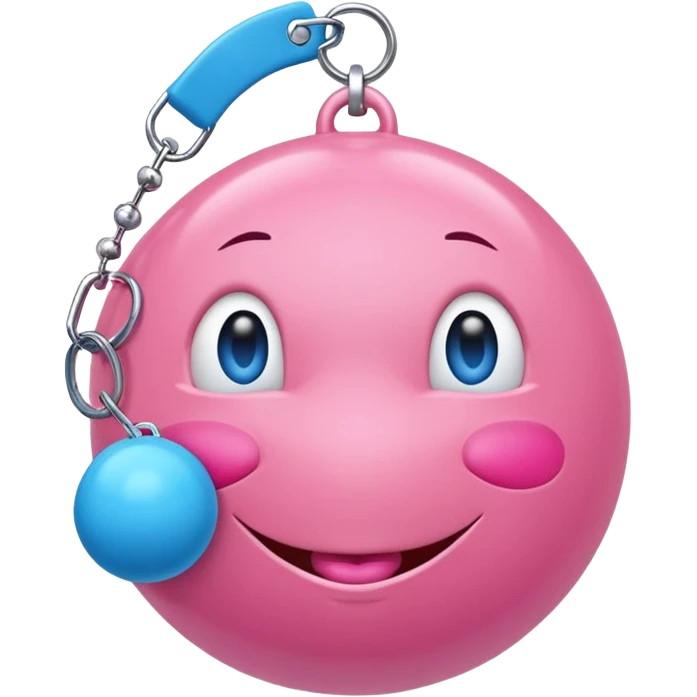 Blue ball for the gag on a ball gag with a white attachment collar with pink  studs on the collar  emoji