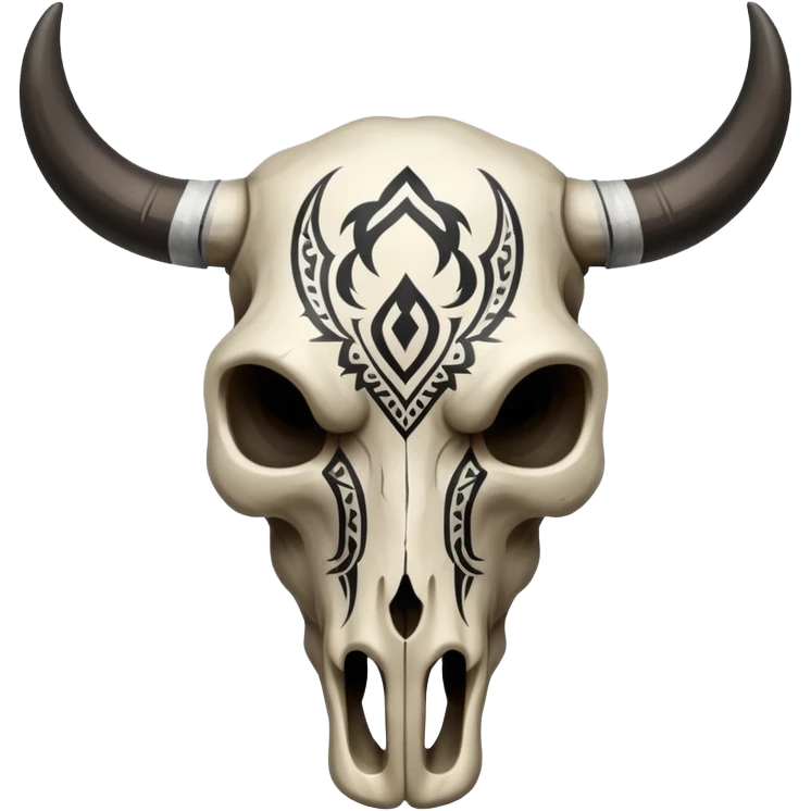A bull skull with black tribal markings painted on it  emoji