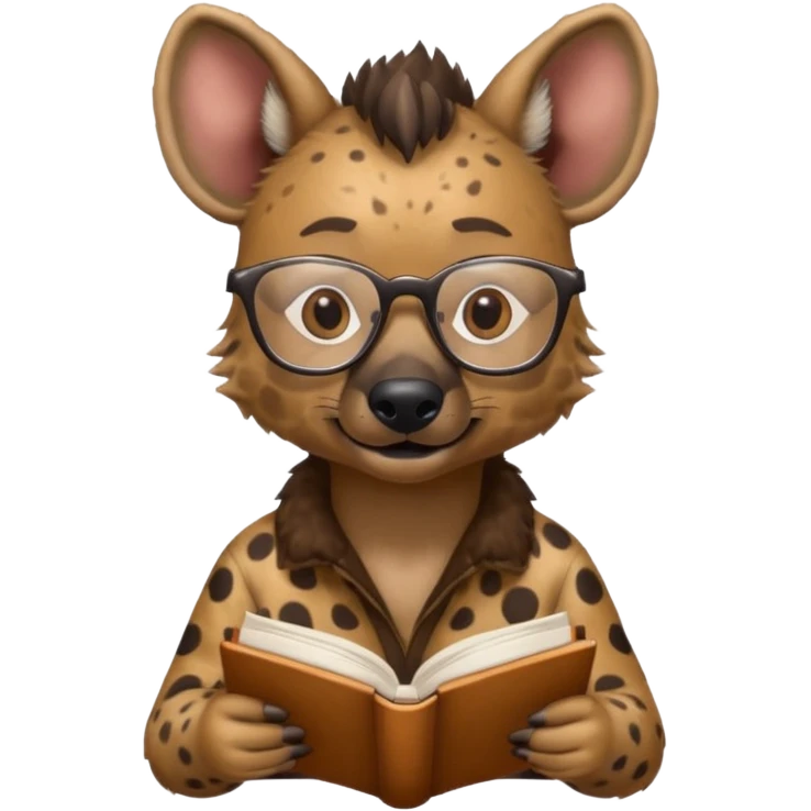 kitap okuyan gözlüklü sırtlan emoji