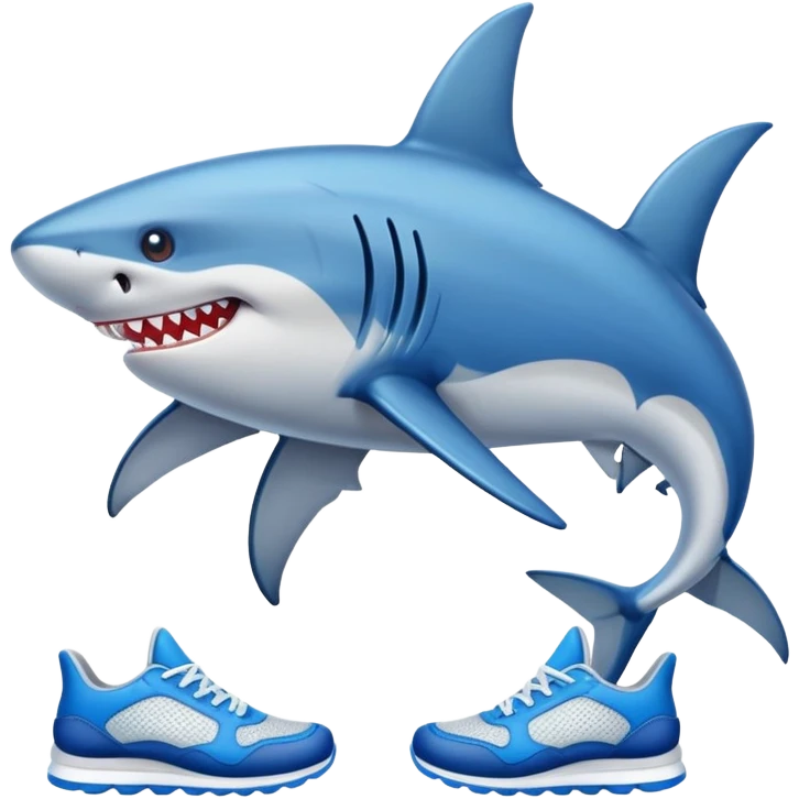 Tiburón con tres piernas y zapatillas azules  emoji