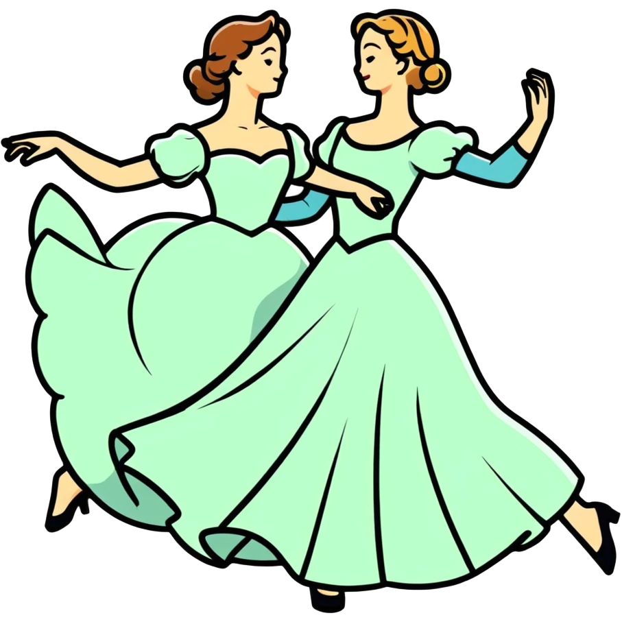 People ffom the 1800's dancing the waltz emoji