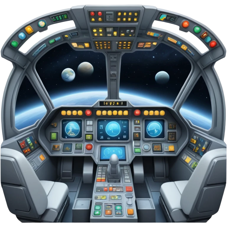 first person view inside spaceship cockpit with control panel and space visible through windshield emoji