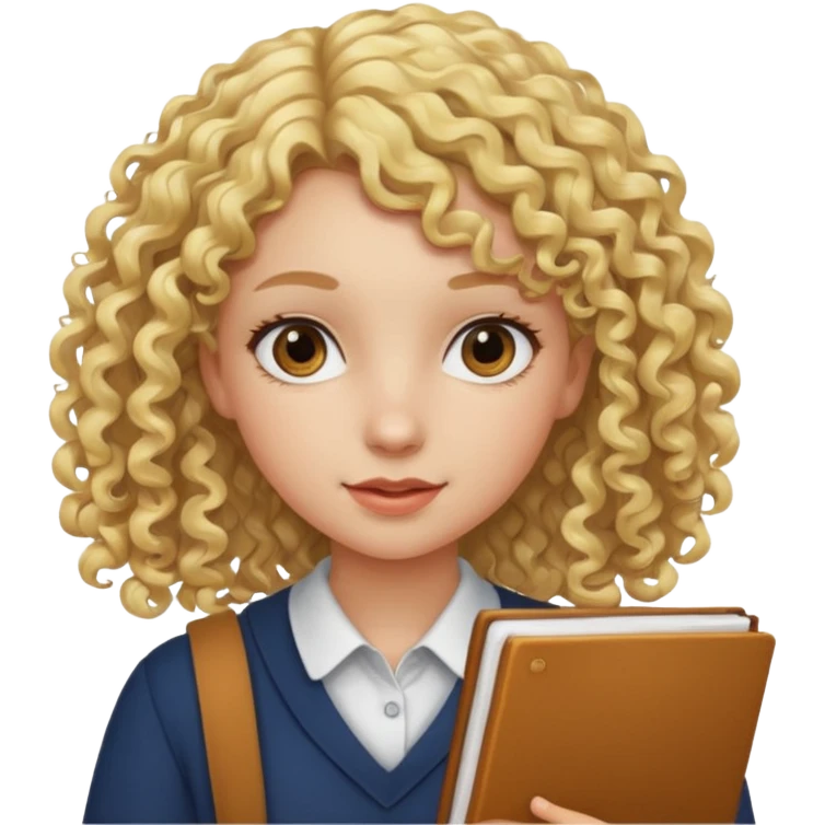 girl student , curly blone hair emoji