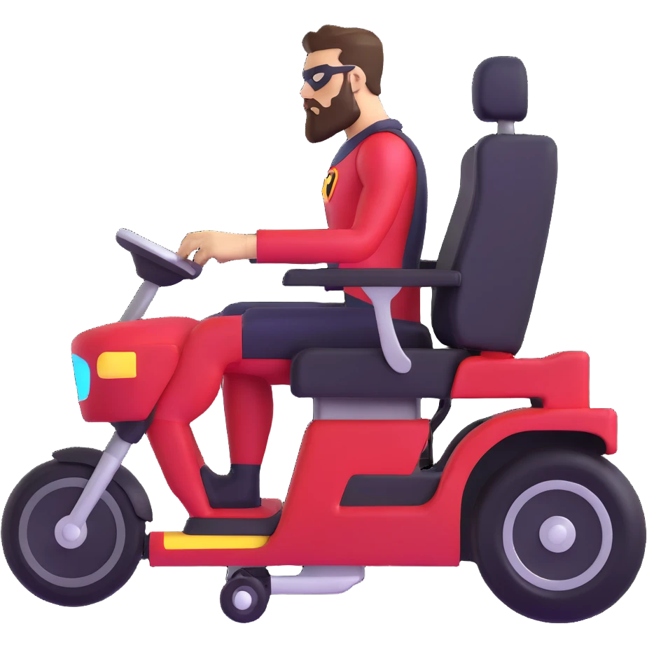 sleek superhero vehicle with hairy exterior, beard-fiber wheels, barber chair cockpit emoji