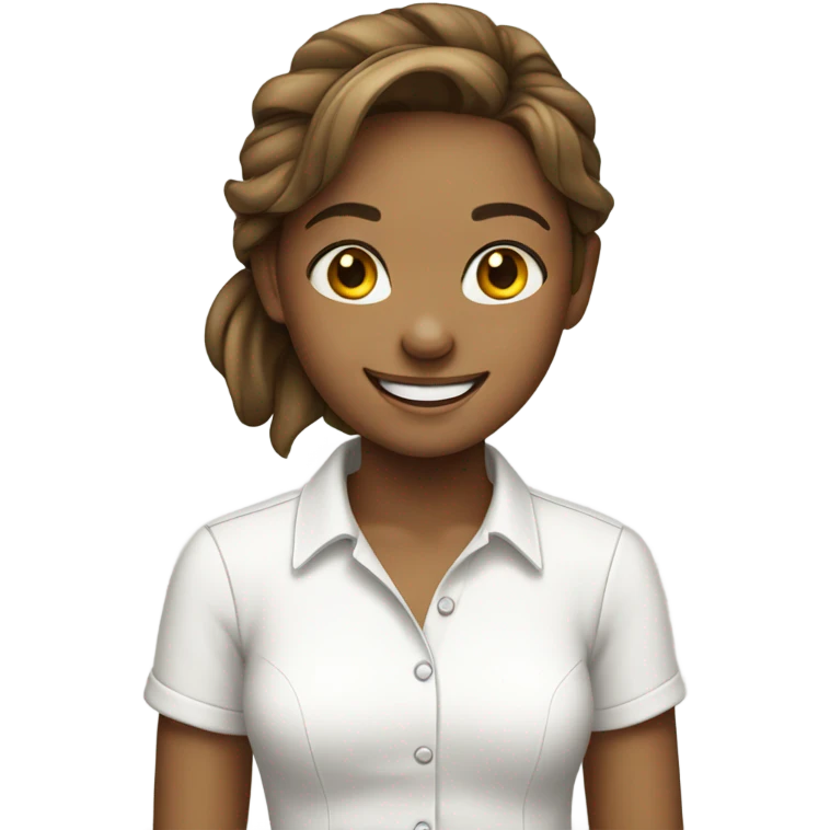 smiling girl in white shirt emoji