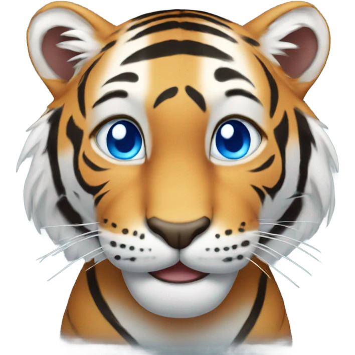 Smiling tiger with blue eyes emoji