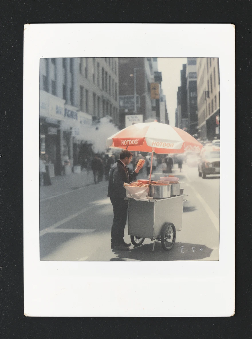 hotdog seller in New York with cart emoji