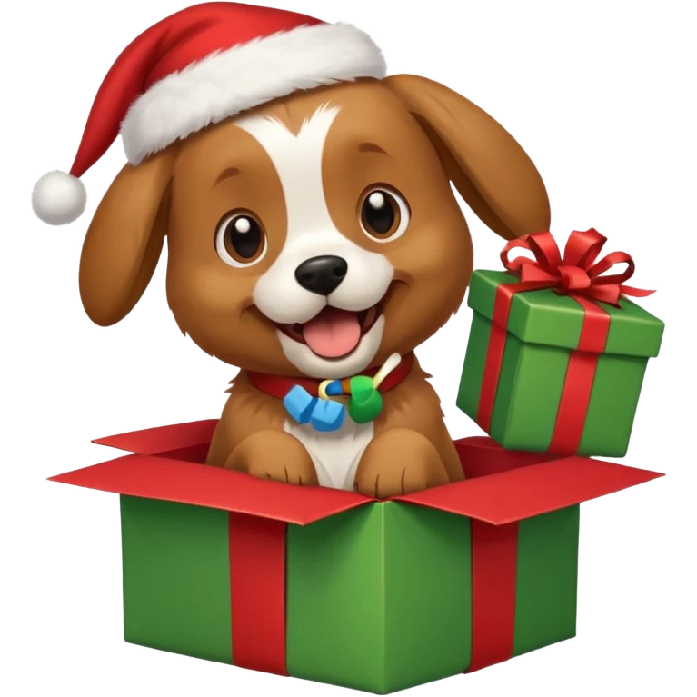 Dog opening Christmas present  emoji
