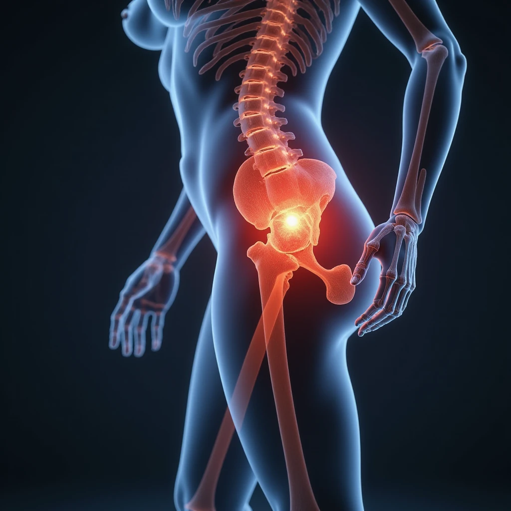 Anatomical view of piriformis muscle on a woman in stretching position, highlighted in red in the gluteal region, bones and other muscles visible in transparency, hyperrealism 4K, white background emoji