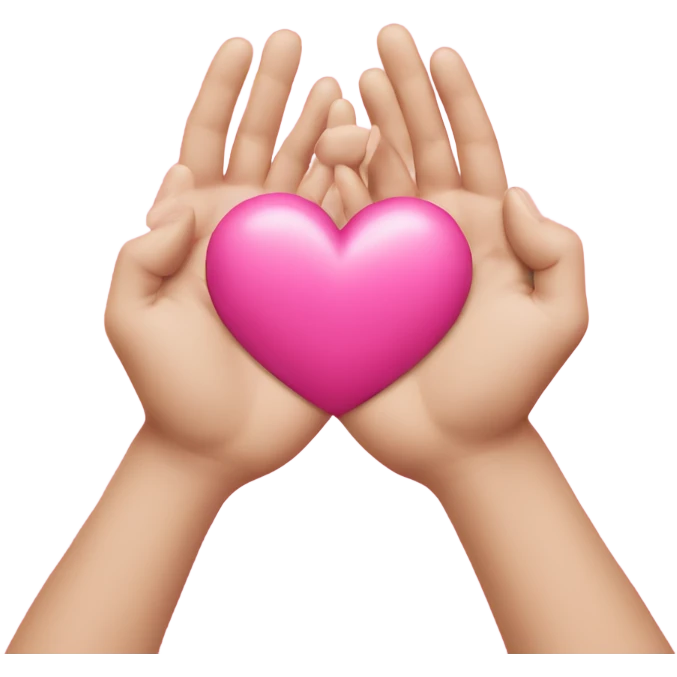 heart with hands, pink heart in middle emoji