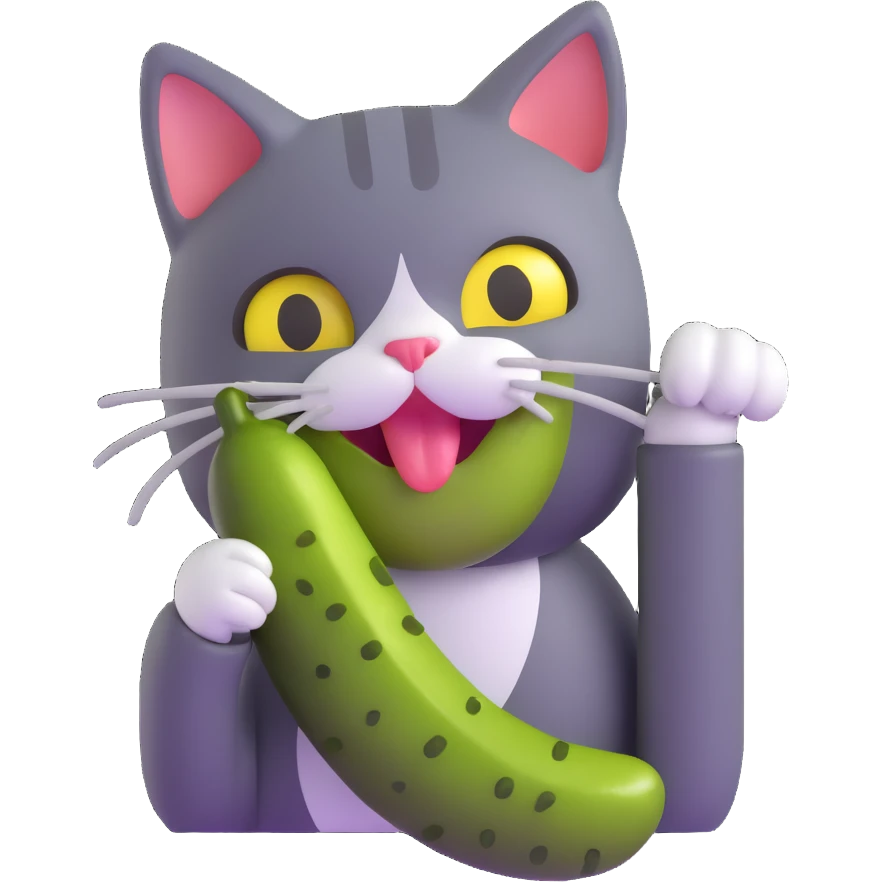 cat eating a pickle emoji