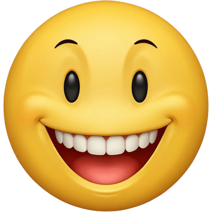 a yellow  smiley face with very big teeth like the trivago guy emoji