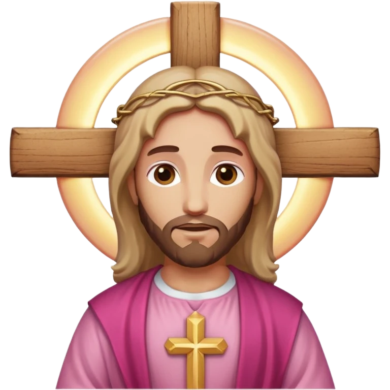 Pink cross with jesus emoji