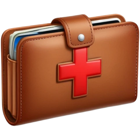 Medical emergency fund with wallet and red cross symbol emoji
