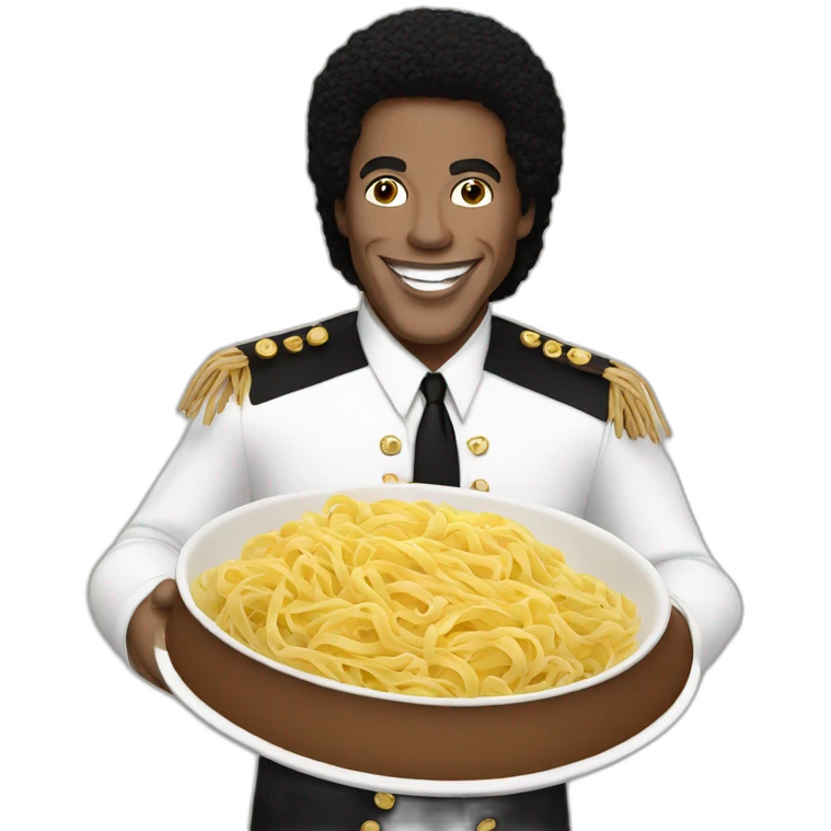 Mickael Jackson holding pasta plate emoji