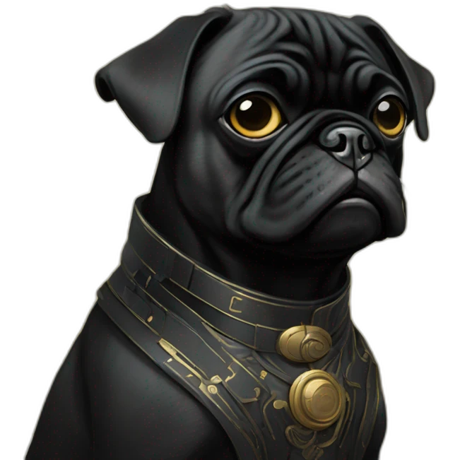 A cyberpunk black pug in Art Nouveau style during 1910 emoji