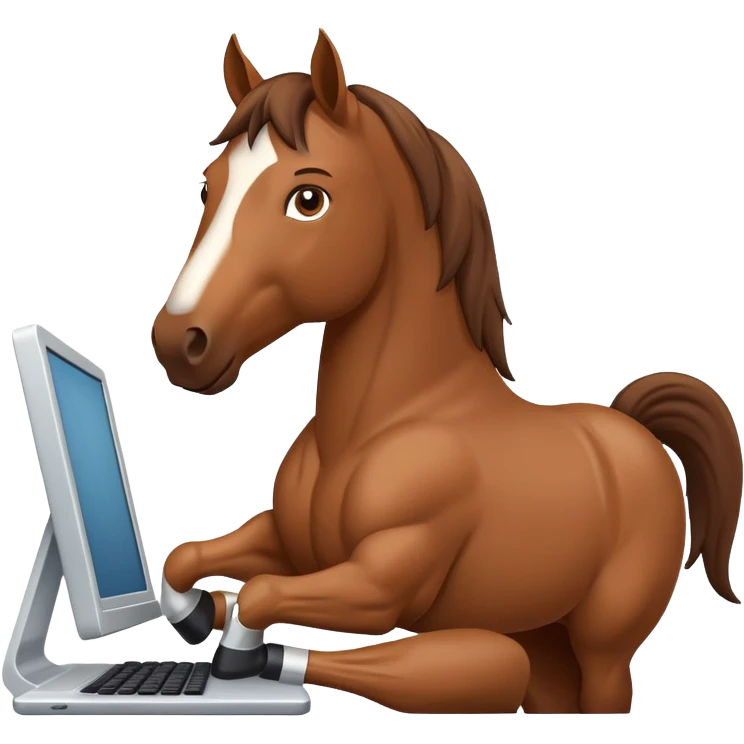 horse with computer emoji