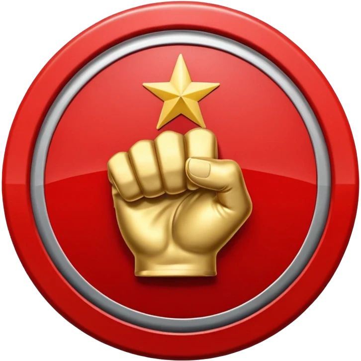 invented traffic sign: red circle with closed fist and star above, diagonal prohibition line emoji
