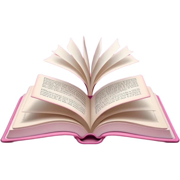 An open pink book with white lights emerging from its pages emoji