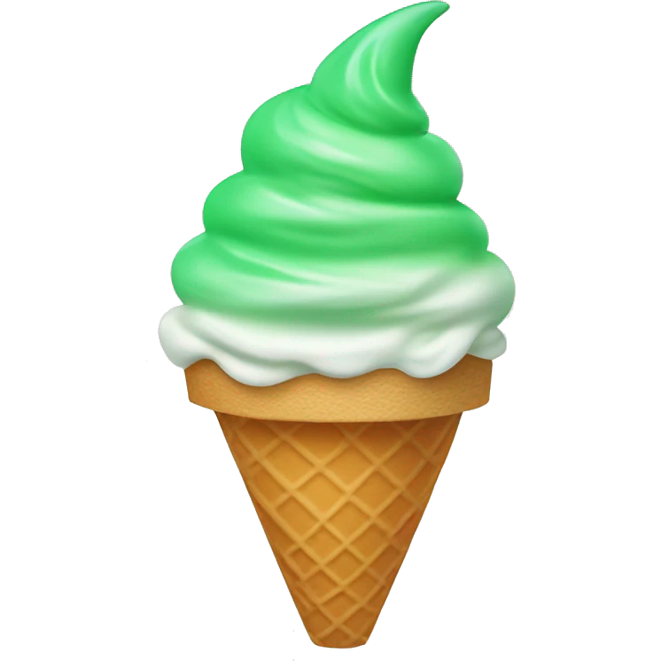 ice cream cone with a gradient green soft-serve ice cream on top emoji