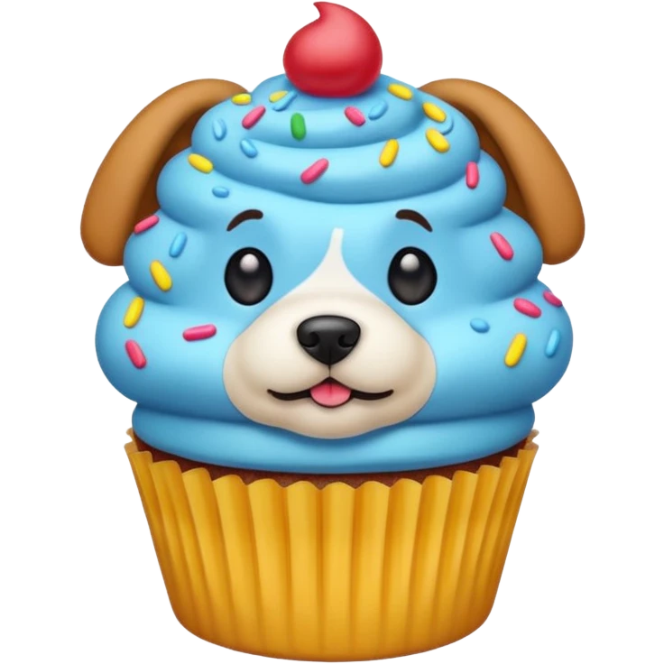 cute colorful cupcake with dog head, emoji style emoji