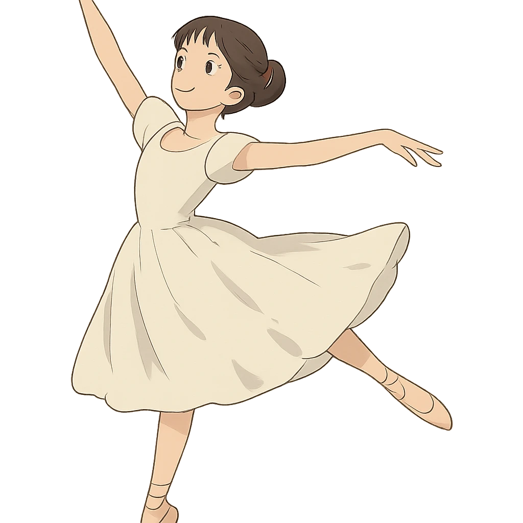 ghibli style girl doing ballet emoji