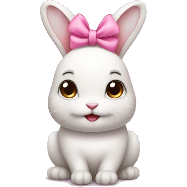 a cute rabbit with a pink bow on its head emoji
